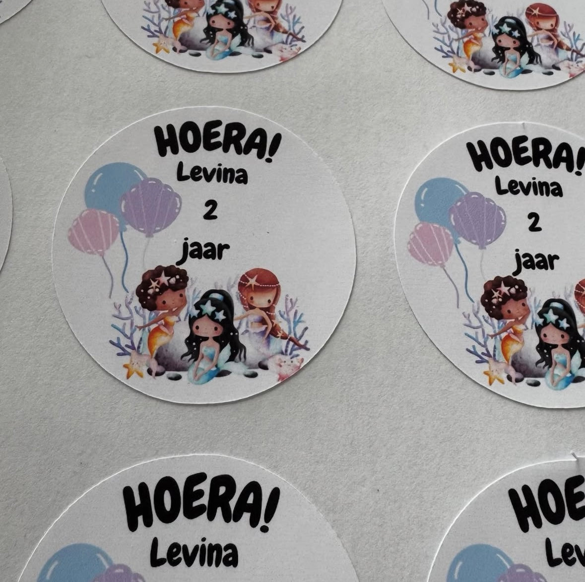 Verjaardag / Traktatie stickers Zeemeermin 24 stuks