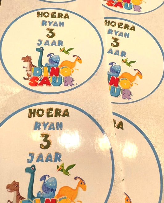 Verjaardag / Traktatie stickers Dinosaurus 24 stuks